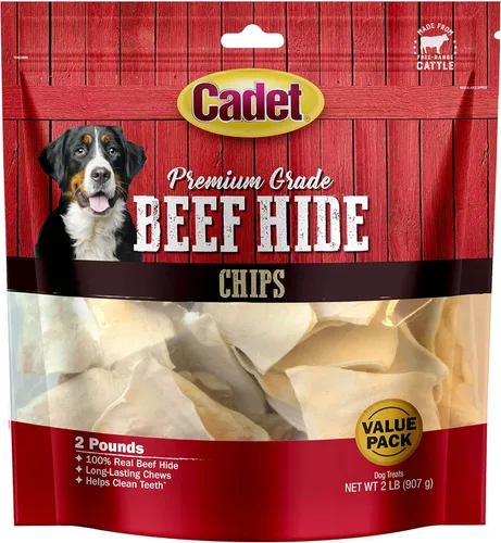 Vista 10 de Cadet Piel de res de alta calidad para perros, masticables, chips, rizos y rollos de cuero crudo de larga duración para perros pequeños, medianos