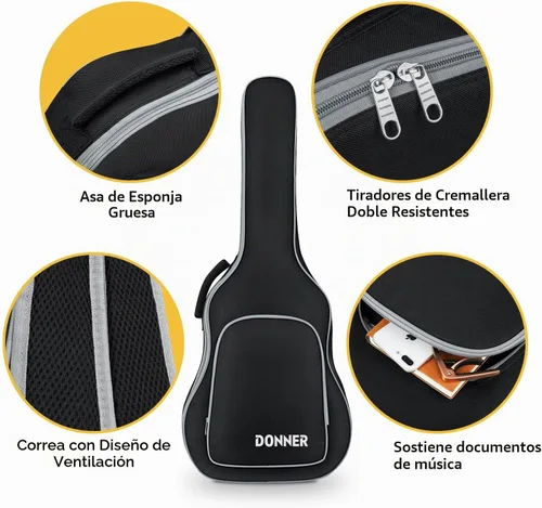 Vista 5 de Donner Estuche para guitarra, Moderno Bolsa eléctrica