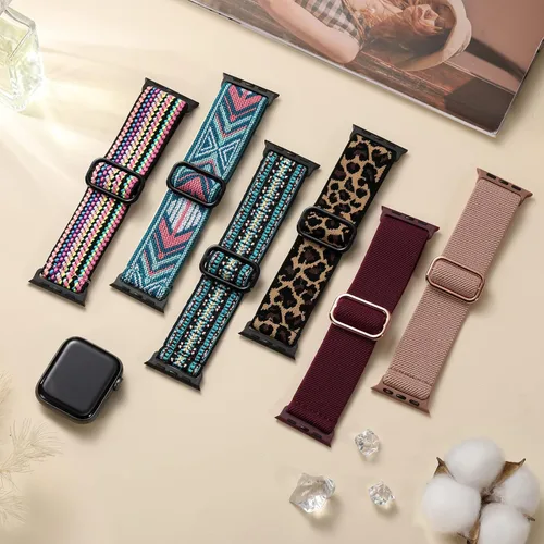 Vista 4 de Maledan Paquete de 10 bandas elásticas Solo Loop compatibles con Apple Watch de 40 mm, 38 mm, 41 mm, 42 mm, 44 mm, 45 mm, 46 mm, 49 mm, para mujeres