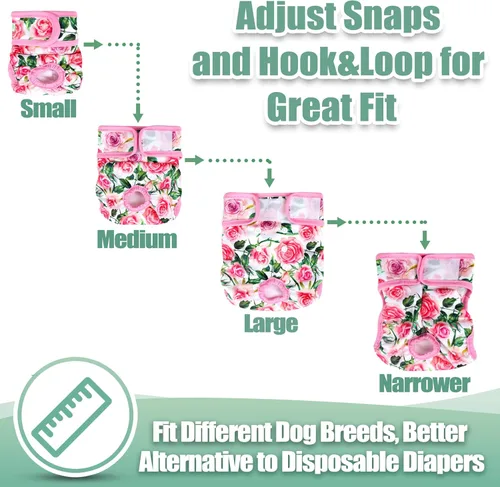 Vista 6 de wegreeco - Pañales lavables y reutilizables para perros (patrón elegante), pañales para perras, paquete de 3 (floral, talla S)