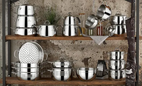 Vista 6 de Venus - Olla profunda de acero inoxidable con tapa de vidrio, olla de sopa profunda adecuada para estufa de inducción (6.8 cuartos de galón (6.4 L))