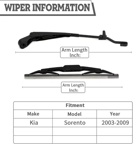 Vista 2 de Juego de tuercas de limpiaparabrisas trasero, repuesto para Kia Sorento 2003-2009, conjunto de limpiaparabrisas trasero con accesorios de cubierta