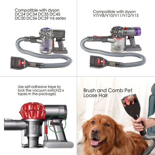 Vista 5 de Cepillo para eliminar el pelo de perros y gatos, peine profesional para quitar pelos como aspiradora, kit de accesorios para Dyson V15 V12 V11 V10