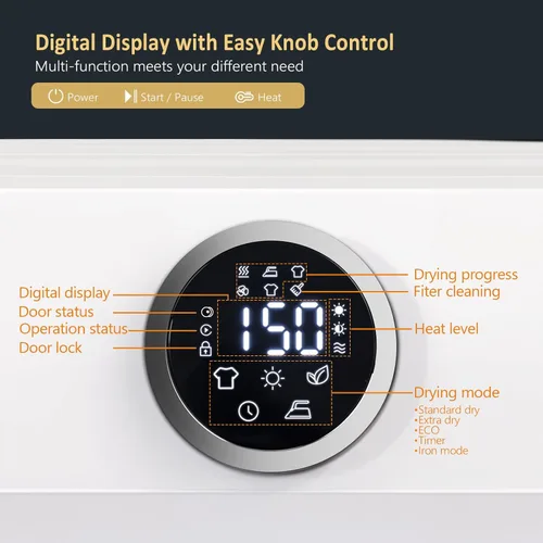 Vista 5 de ROVSUN Juego de lavadora completamente automática de 17.8 libras y secadora de ropa portátil de 1.8 pies cúbicos, juego combinado de lavadora