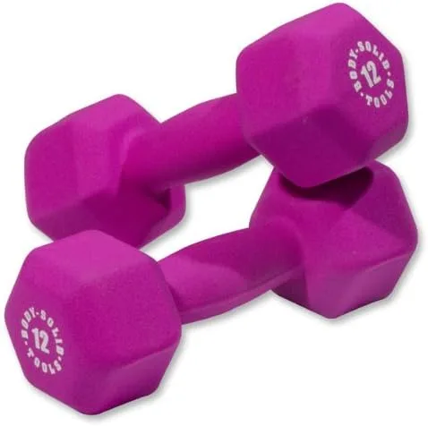 Body-Solid Tools Neoprene Dumbbell for Weight and Aerobic Strength Training, Pilates & Physical Therapy, Hand Weights for Men and Women, Commercial