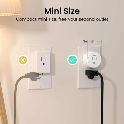 Vista 5 de [Versión mejorada] GHome Smart Mini Plug compatible con Alexa y Google Home, control remoto de toma de corriente WiFi, función de temporizador, solo
