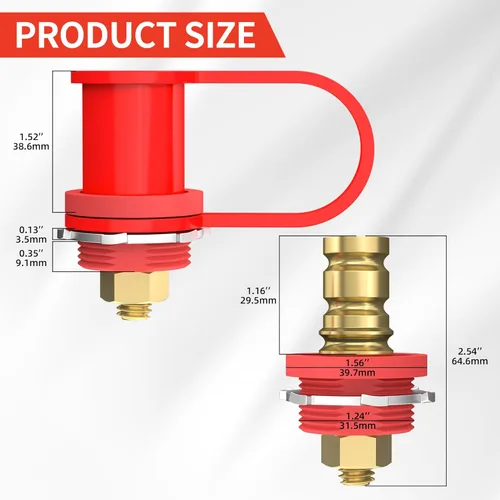 Vista 2 de Joinfworld Terminales de batería remotos con espárrago de 3/8" Poste de salto de batería con cubierta, Kit de poste de carga de batería de 250A