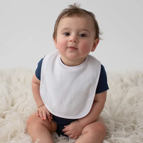 Vista 8 de Neat Solutions - Baberos de tela de rizo de punto de 2 capas de color liso, color blanco, paquete de 20