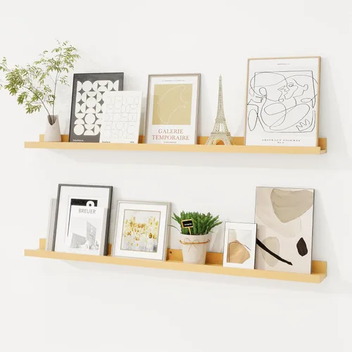 Vista 31 de Fun Memories Floating Picture Ledge Shelves, Wall Mounted Wood Storage Shelf for Bedroom, Living Room, Bathroom, Kitchen, Nursery, Display Picture
