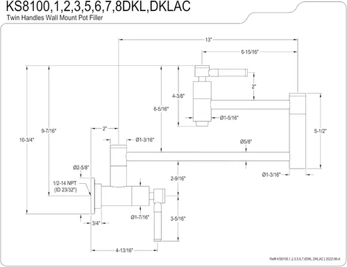 Vista 2 de Kingston Brass KS810DKLAC Concord - Grifo de cocina con relleno de olla de montaje en pared, cobre antiguo