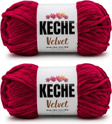 Vista 133 de Keche Hilo para ganchillo, hilo de terciopelo, chenilla suave, manta de bebé voluminosa amigurumi Yarn 3.53 oz (132 yardas) - Arona