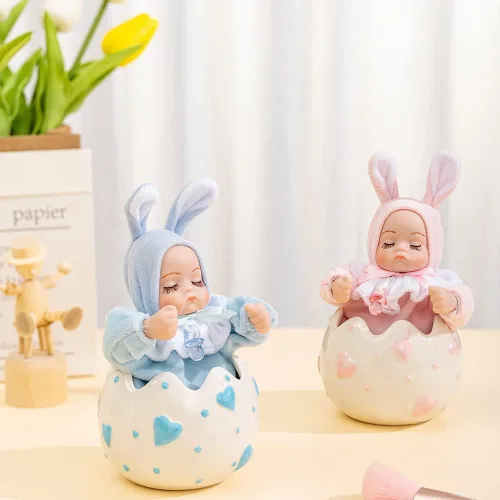 Muñeca Bobblehead de cáscara de huevo para niñas y niños, caja de música para niñas, niños, hermana, hijo, hija, mamá, nieto, bautismo, bautizo