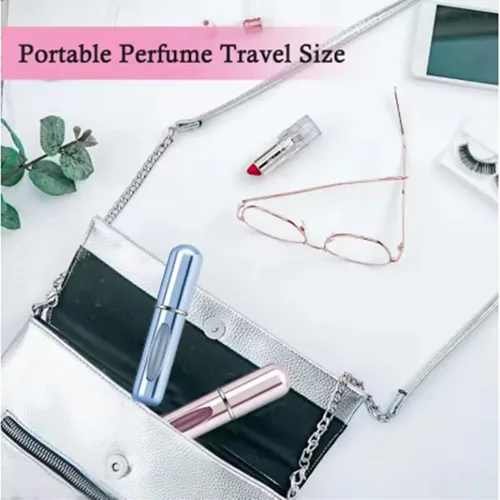 Vista 8 de Atomizador de perfume recargable de 0.2 fl oz botella de spray portátil de niebla fina (plata/negro/oro) - Contenedor de cosméticos de viaje a