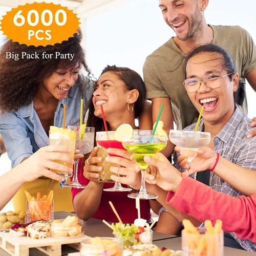 Vista 6 de 6000 popotes desechables de plástico desechables para bebidas y bebidas de 5 pulgadas, pajitas para beber jugos (colorido)