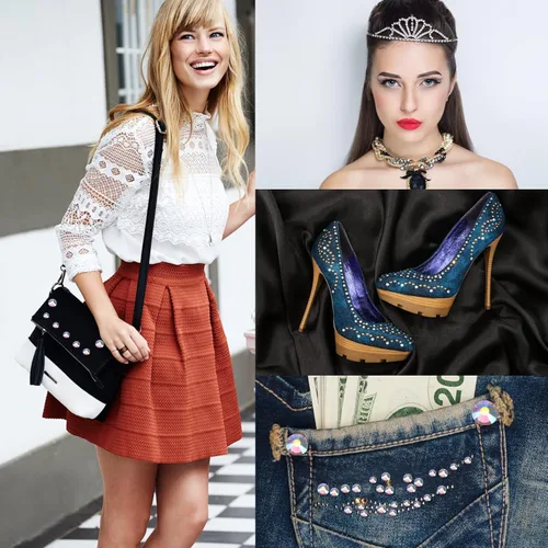 Vista 106 de Hot Fix - Diamantes de imitación de cristal con parte trasera plana, gemas de diamantes de 0.089 pulgadas (6ss 2880 piezas, Jet AB)