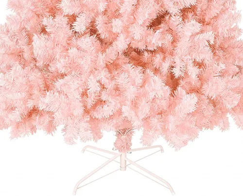 Vista 6 de Bonnlo - Árbol artificial completo de 6 pies, rosa, con 1,600 ramas, de Navidad, decoración navideña, con resistente base de metal