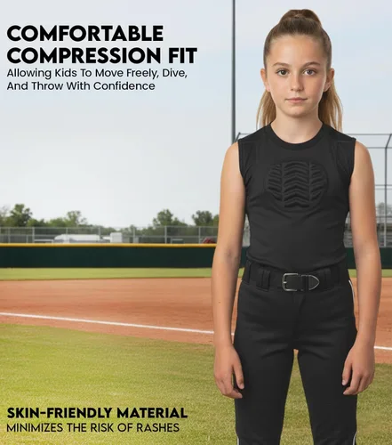 Vista 5 de Exxact Sports Protector de pecho de béisbol y sóftbol juvenil, protector de esternón acolchado para niñas