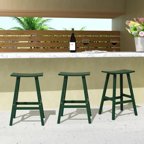 Vista 45 de Costaelm Juego de 2 taburetes de bar para todo tipo de clima, 29 pulgadas de altura, taburetes de bar Adirondack de polietileno para patio, terraza