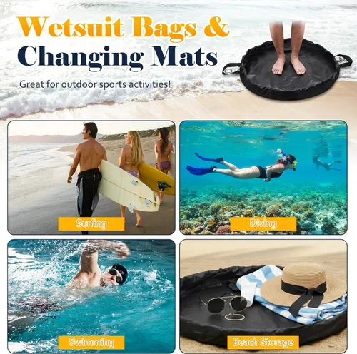 Vista 6 de Wetsuit Change Mat, Portable Large Beach Dry Bag Waterproof Changing Mats with Shoulder and Handle Strap for Surfing