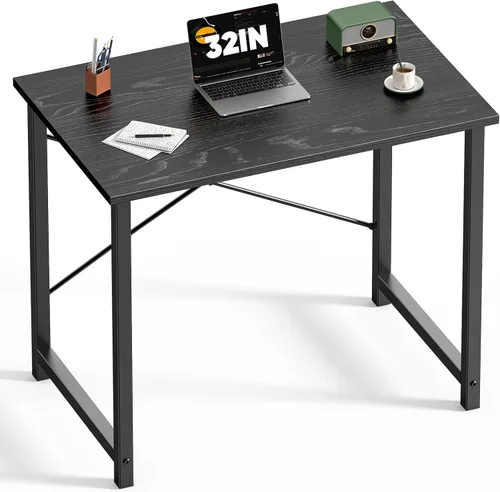 Vista 75 de DUMOS Escritorio de oficina pequeño de 32 pulgadas para computadora de estilo moderno y simple, mesa de trabajo de estudio para el dormitorio