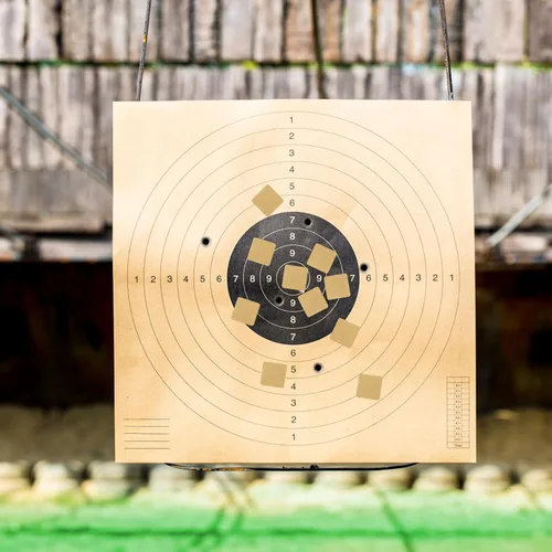 Vista 6 de Guyuyii 1/2/3/4000 unidades (marrón/negro) Calcomanías de reparación autoadhesivas para objetivos de cartón y papel de tiro con arco