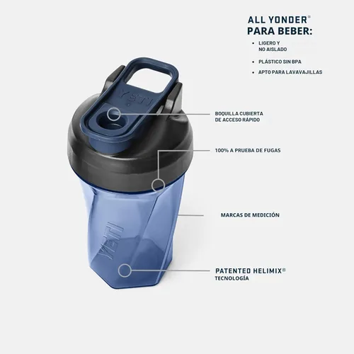 Vista 2 de YETI Yonder Helimix Vortex Botella Batidora Mezcladora Contiene hasta 20oz Sin Bola de Mezcla o Batidor Fabricada en EE.UU. Vaso Batidor