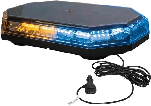 Vista 2 de Buyers Products 8891068 Mini barra de luz LED octogonal de 15 pulgadas, ámbar/azul, 56 LED, 10 patrones de flash, montaje permanente o magnético