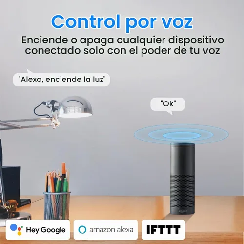 Vista 3 de GHome Smart Mini enchufe Wi-Fi, toma Wi-Fi inteligente para el hogar compatible con Alexa, Google Home e IFTTT, no requiere concentrador