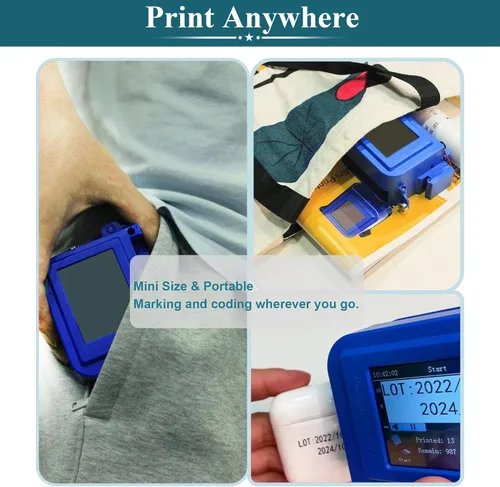 Vista 8 de Phezer Mini impresora de inyección de tinta mejorada de 1.000 in/1 pulgada para todos los materiales PC11-1, 25 idiomas, con cartucho de tinta