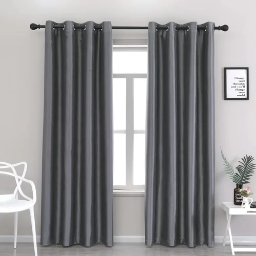 Vista 23 de GYROHOME Cortinas opacas de seda sintética con forro negro, cortinas sólidas para tratamiento de ventanas para dormitorio, sala de estar