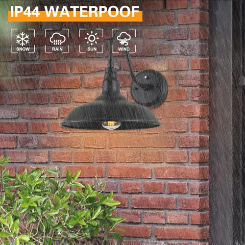 Vista 3 de GOALPLUS LMMS2201 - Luz de granero de cuello de cisne para exteriores, de 10 pulgadas, lámpara de pared exterior negra mate, aplique de pared