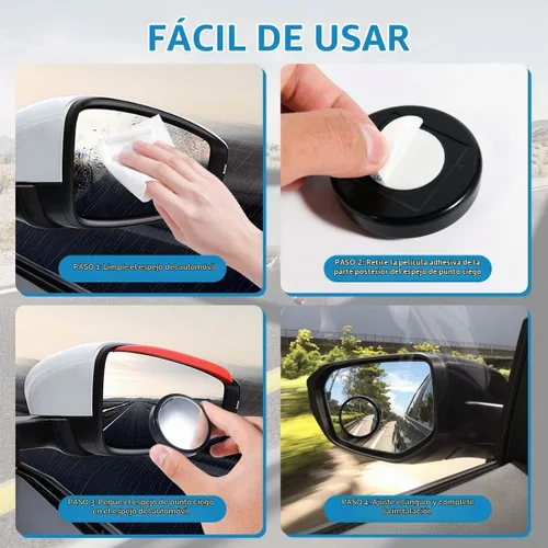 Vista 5 de OBTANIM Paquete de 2 espejos de punto ciego de 2 pulgadas de ángulo ajustable HD de vidrio redondo de visión trasera para automóvil, accesorios