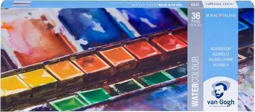 Vista 10 de Van Gogh - Juego de pintura para acuarela, lata de metal, 24 mitades