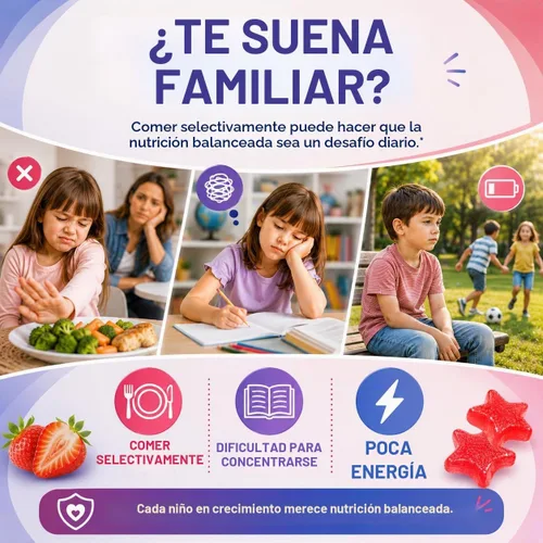 Vista 2 de Gomitas suaves de hierro para niños, hierro con vitamina C, D B12, zinc