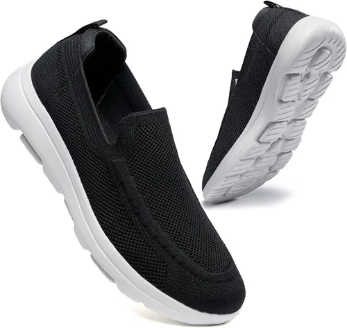 konhill Zapatos para caminar para hombre, mocasines de malla, casuales, transpirables, zapatos deportivos para caminar