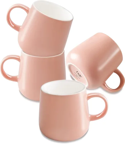 Vista 7 de T-WARE Tazas de café de 12 onzas, juego de 4 tazas negras cerosas, tazas de café de cerámica, tazas de café de color sólido