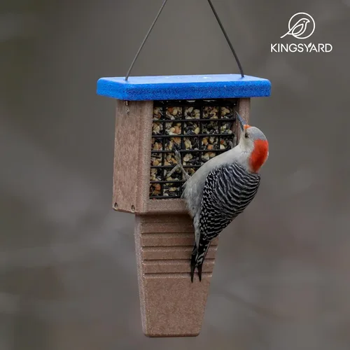 Vista 9 de Kingsyard Comedero de Sebo para Pájaros de Plástico Reciclado, Comedero de Sebo con Soporte para Cola para Colgar Afuera, Resistente y Duradero