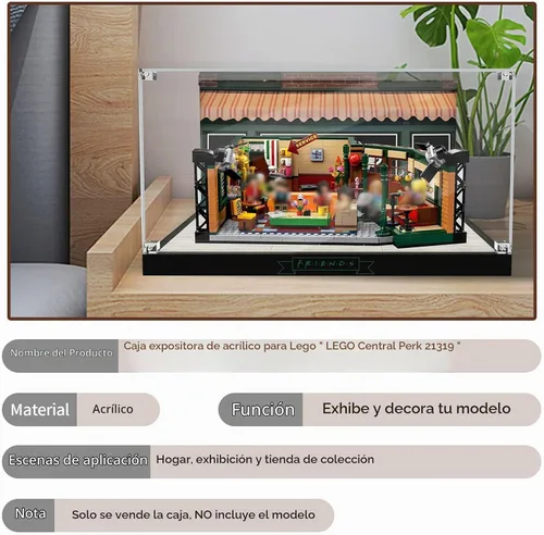 Vista 6 de Vitrina acrílica para Lego Ideas 21319 Central Perk, caja decorativa personalizada para el modelo de bloque de amigos, placa de acrílico