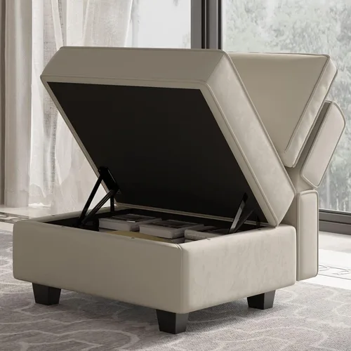 Vista 149 de Belffin Sofá modular Módulo medio con almacenamiento Accent Silla sin brazos para sofá modular seccional terciopelo negro