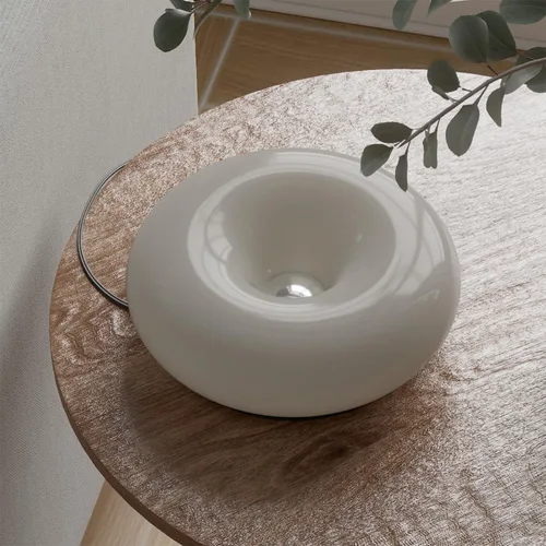 Vista 3 de Lámpara de dona blanca de diseño creativo, aplique de pared enchufable o lámpara de mesa Lámpara de ambiente de doble uso, moderna lámpara de pared