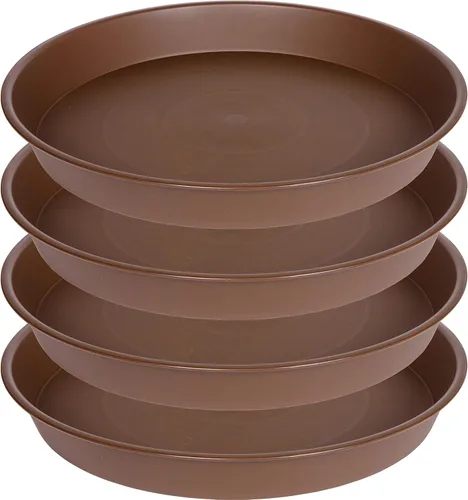 Vista 35 de Paquete 2 platos 14 pulgadas para plantas, resistentes, bandejas redondas de plástico para macetas, para agua, interiores, bandeja de goteo