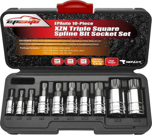 EPAuto Juego de 10 piezas XZN triple cuadrado de brocas