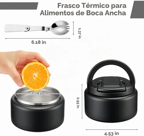 Vista 7 de BABHAMNESS Termo de sopa de 13.5 onzas para comida caliente para niños, recipiente aislado al vacío con tapa de hebilla, boca ancha, a prueba