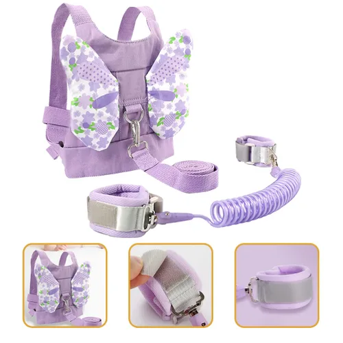 Vista 8 de 1 juego de correa para niños pequeños, correa de muñeca perdida de mariposa de seguridad para niños, pulsera perdida para caminar para niños
