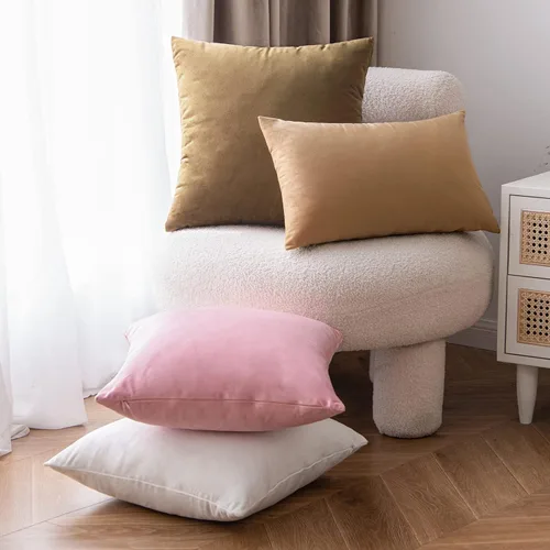 Vista 5 de EMEMA Paquete de 2 fundas de almohada de terciopelo, fundas de almohada cuadradas decorativas, suaves y sólidas, para sofá, dormitorio, silla