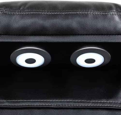 Vista 8 de Juego de sofá reclinable eléctrico de cuero con LED, juego de muebles de sala de estar, juego de sofá de cuero con puerto USB, consola