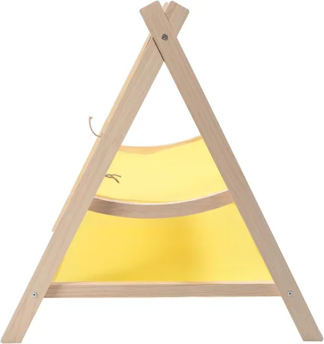 Vista 7 de Cat Hammock, Double Layer Washable Strong Load Bearing Scratch Cat Swing Bed, Elevated Bed with Hemp Rope Pine Wood Frame for Small Pets Indoor