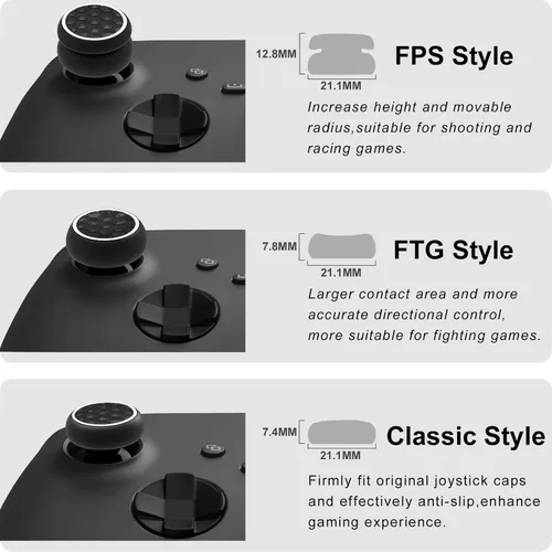 Vista 3 de Thumb Grips Caps Performance Joystick Cover Controller for CQC FPS Games, Compatible with PS5, PS4, Xbox Series X/S,Xbox One,Switch Pro,3Pairs(6pcs)