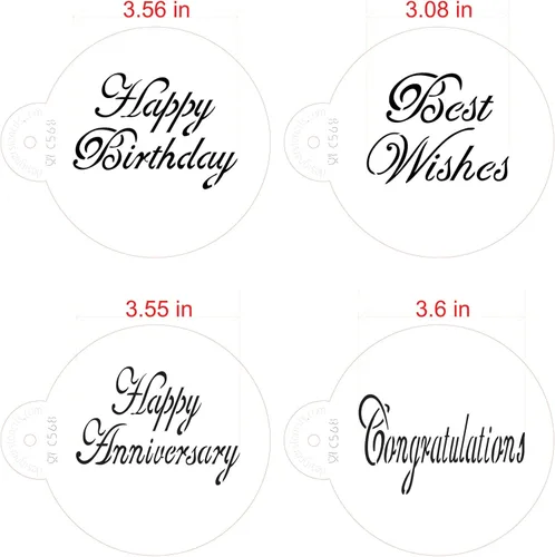 Vista 7 de Designer Stencils Script Celebration - Juego de plantillas para tartas, beige/semitransparente