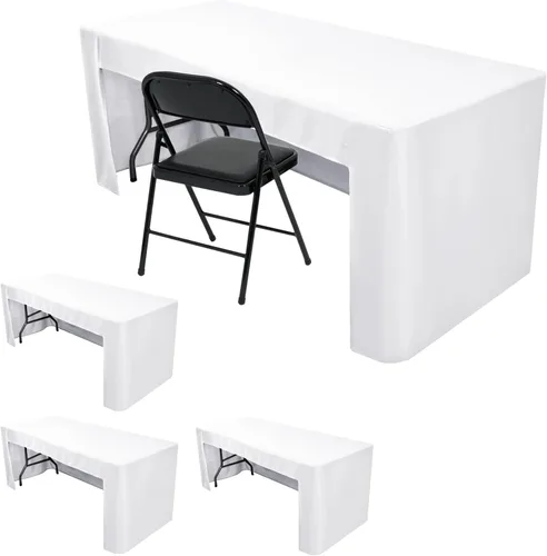 Vista 24 de Nasitos Paquete de 2 Manteles Ajustados para Mesas de 4 Pies - Cubierta de Mesa Plegable Aqua con Respaldo Abierto, Lavable y Resistente a